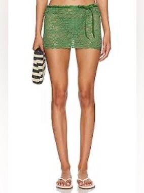 Frankie’s Bikinis Dylan Lace Mini Skirt Sea Moss Green XS/S
